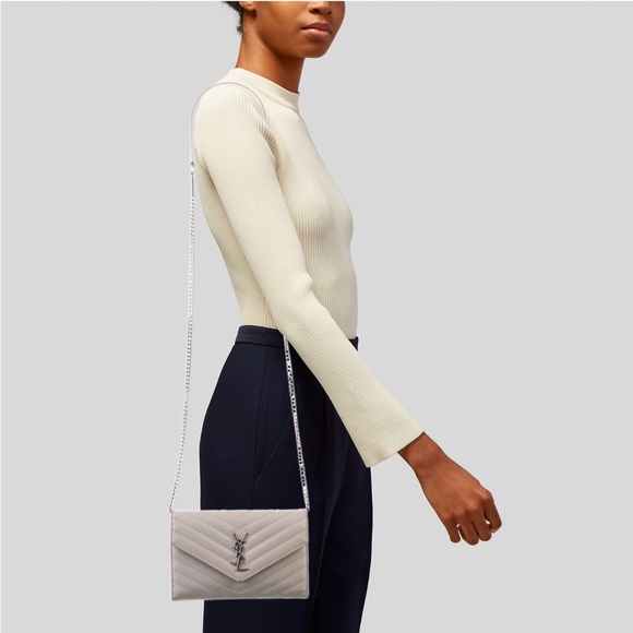 Saint Laurent YSL Cassandre Envelope WOC Wallet on Chain Leather Bag Purse - Picture 5 of 16